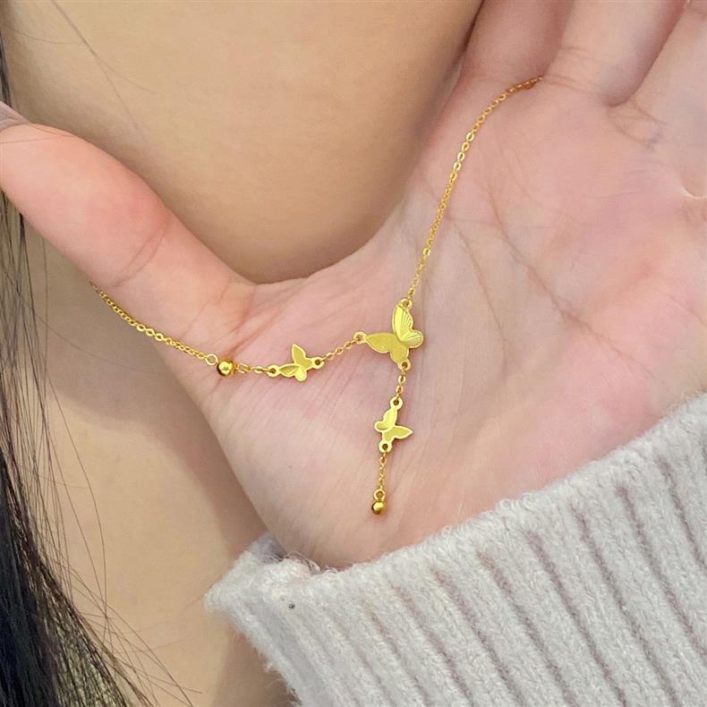 Kalung Kupu-Kupu Wanita Stainless Steel - Aksesoris Fashion Anti Kusam, Hadiah Ulang Tahun & Prom, Grosir Harga Terjangkau - 我的商店