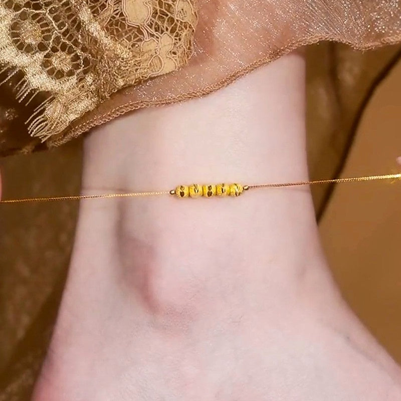 Gelang FU Pembawa Keberuntungan Wanita - Rantai Emas Stainless Steel Anti Kusam - 我的商店