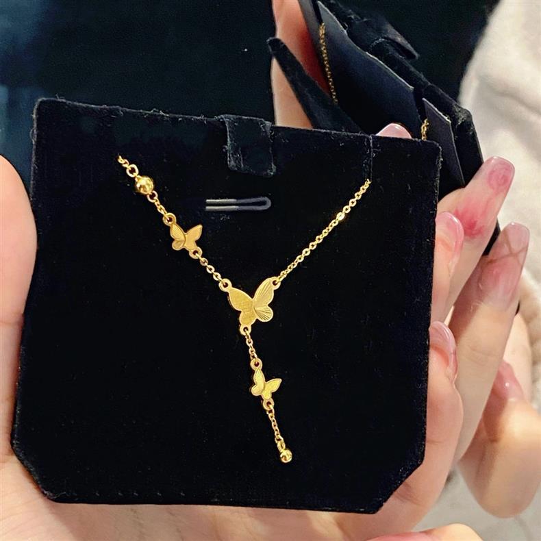 Kalung Kupu-Kupu Wanita Stainless Steel - Aksesoris Fashion Anti Kusam, Hadiah Ulang Tahun & Prom, Grosir Harga Terjangkau - 我的商店