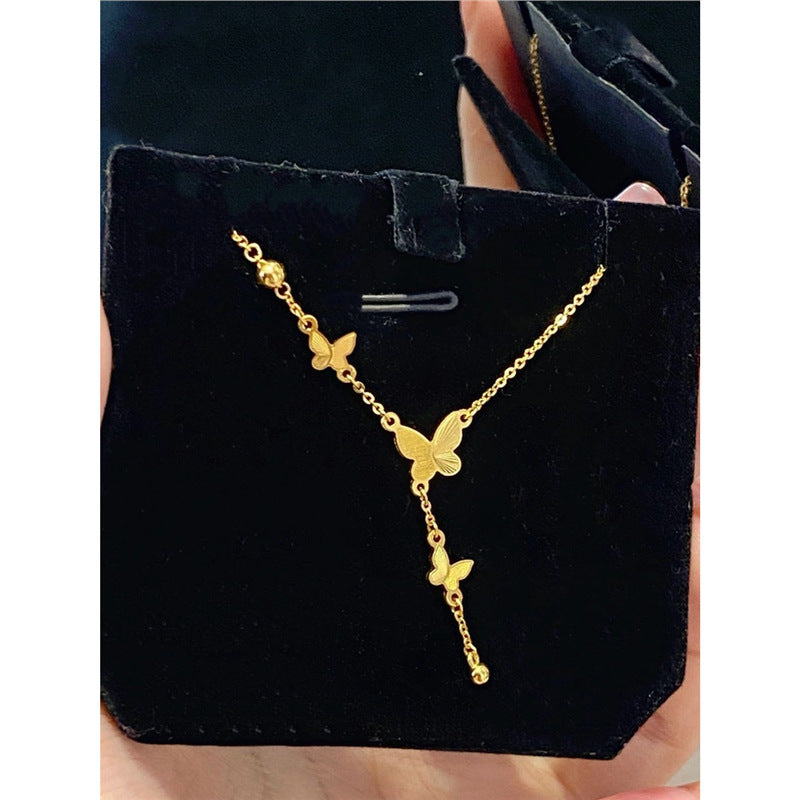 Kalung Kupu-Kupu Wanita Stainless Steel - Aksesoris Fashion Anti Kusam, Hadiah Ulang Tahun & Prom, Grosir Harga Terjangkau - 我的商店