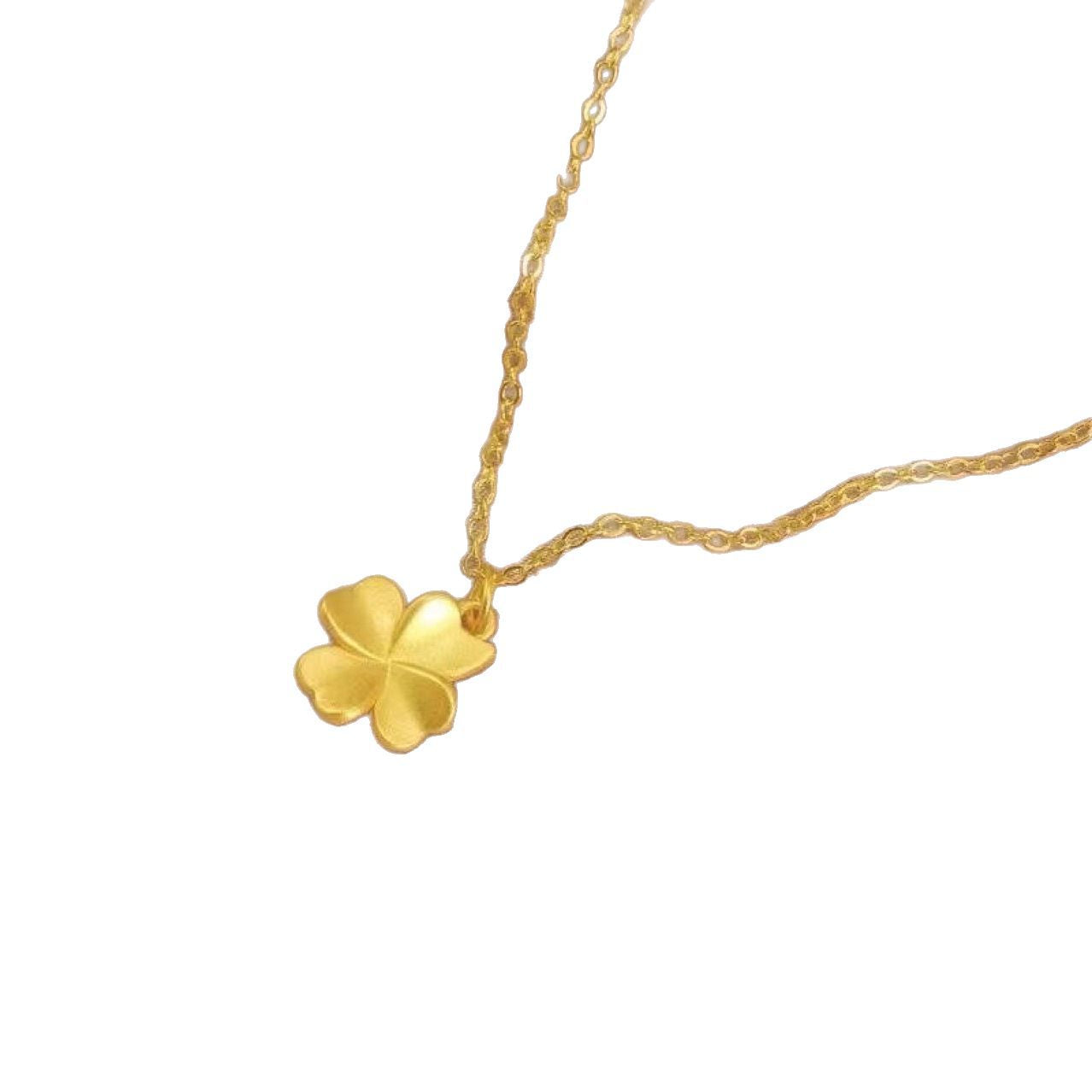 Kalung Liontin four-leaf clover Emas – Perhiasan Mewah Pembawa Keberuntungan untuk Wanita 我的商店