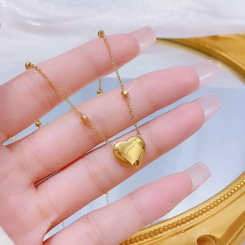 Kalung Titaniun wanita Anti Karat Strip Love Rantai Terbaru - 我的商店