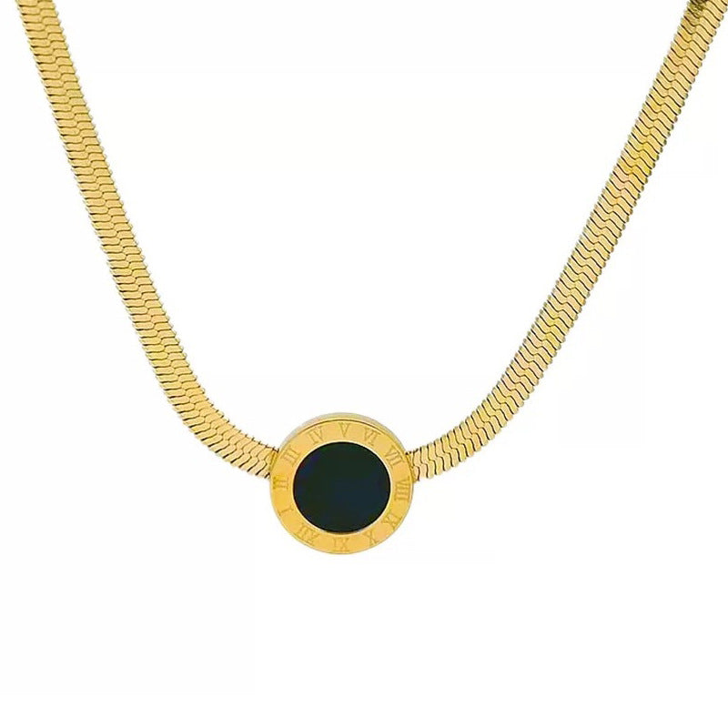 Kalung Wanita Liontin Bulat Romawi Elegan Minimalis perhiasandirect