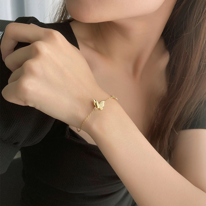 Gelang Kupu-Kupu Emas 18k untuk Wanita - Gelang Kaki Titanium Steel Anti Karat | Perhiasan Elegan - 我的商店