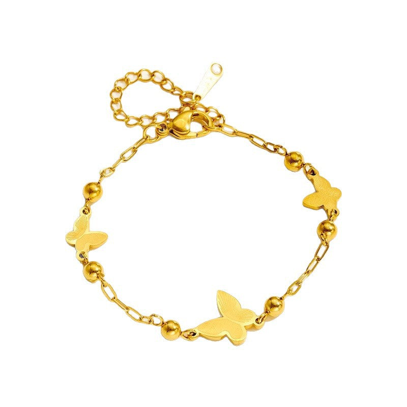Gelang Wanita Premium Titanium Kupu-Kupu Rumbai – Stylish, Elegan, Desain Unik Viral INS