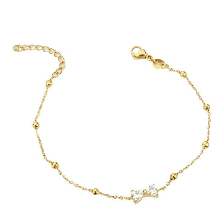 Gelang Wanita Titanium Steel Motif Pita Berlian Zircon – Desain Elegan, Tidak Luntur & Cocok untuk Semua Gaya