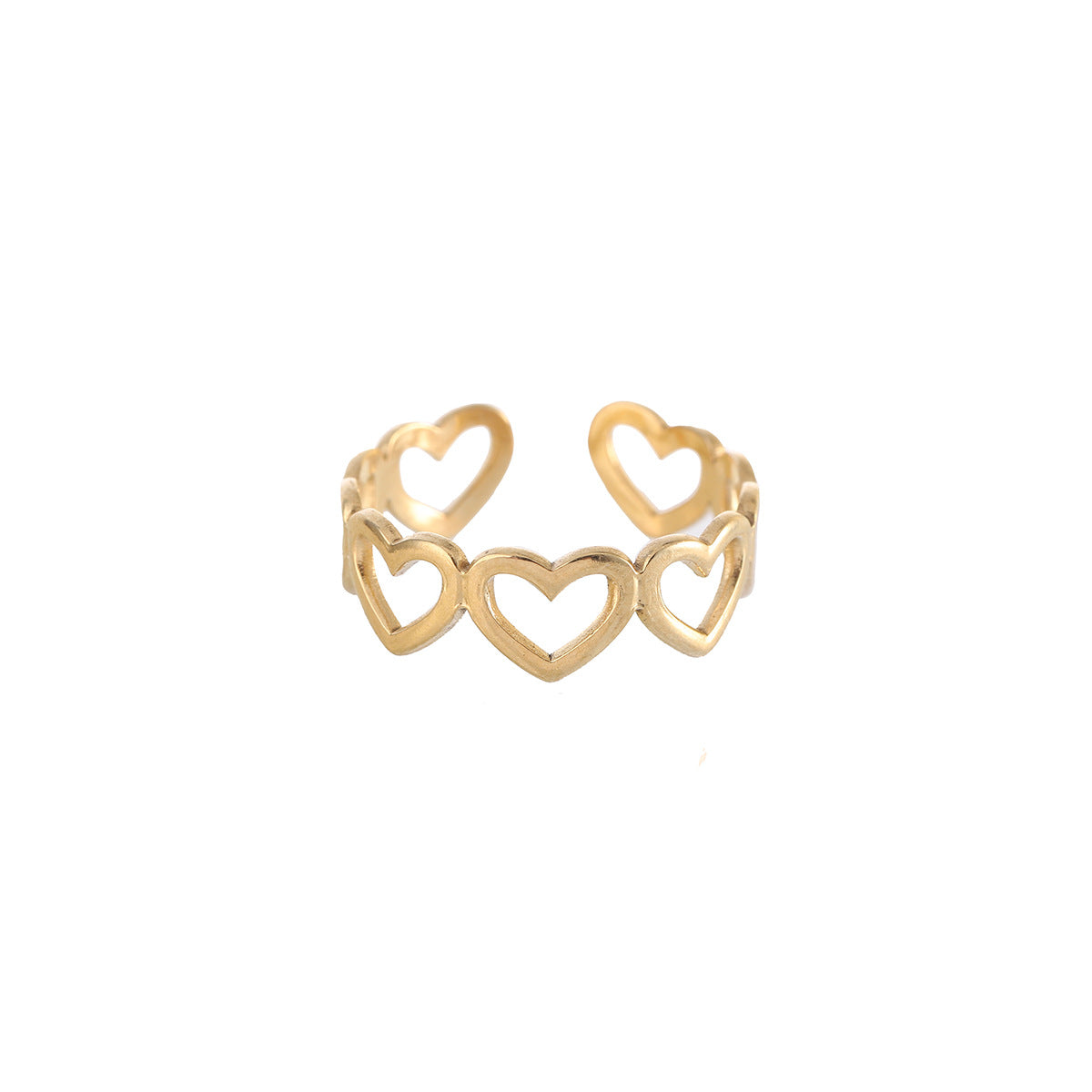Cincin Wanita Titanium Steel Motif Hati – Desain Hollow, Adjustable & Tren perhiasandirect
