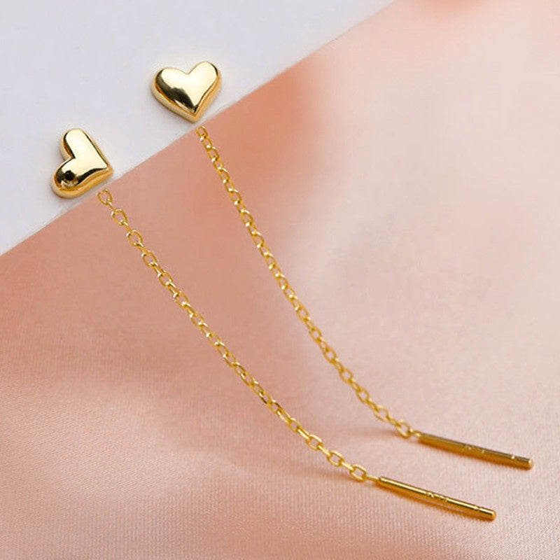 Anting Heart Ear Line Lapis Emas 18K - Hypoallergenic & Anti Karat untuk Wanita - 我的商店
