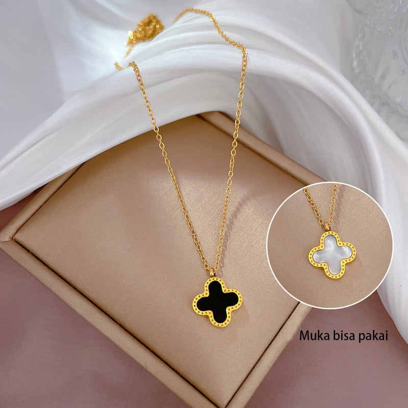 Four Leaf Clover Kalung - Baja Tahan Karat Antialergi dan Antidebu, Gaya Korea - 我的商店