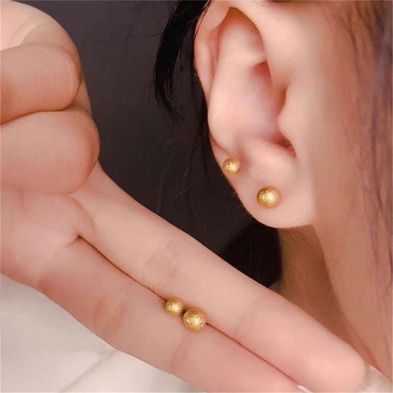 Anting Frosted Bead - Titanium Steel untuk Wanita/Pria, 1 Pasang CZ Huggie & Cartilage - 我的商店