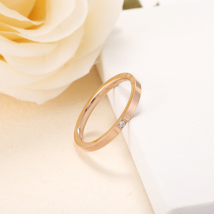 Cincin Janji Lapisan Emas 18k untuk Wanita - Stainless Steel Murah | Cincin Pasangan Hadiah Ulang Tahun - 我的商店