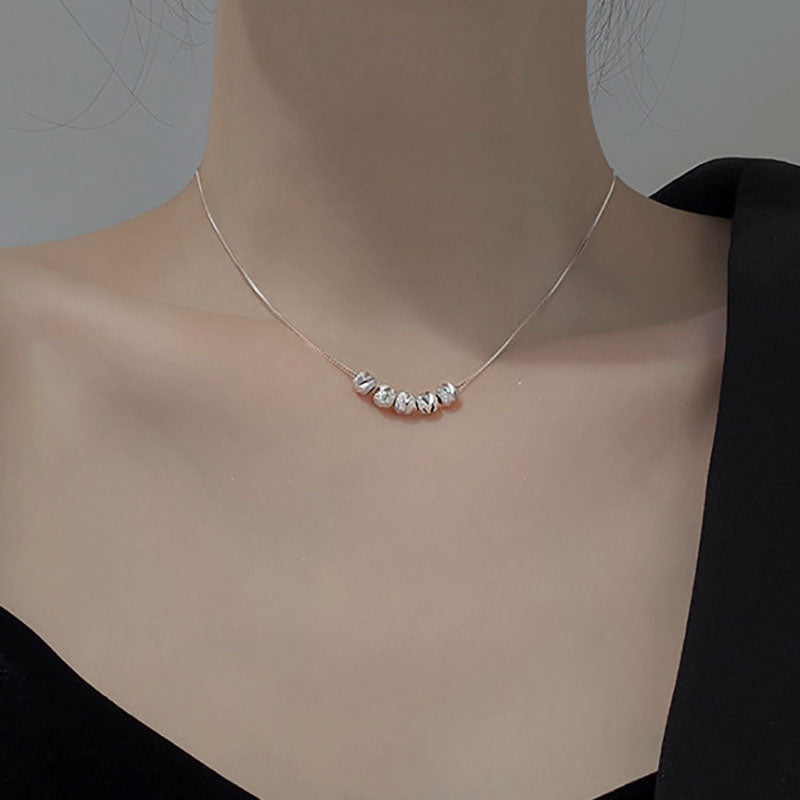 Kalung Lucky Beads Stainless Silver untuk Wanita - Rantai Emas Anti Pudar | Choker Perhiasan Elegan - 我的商店