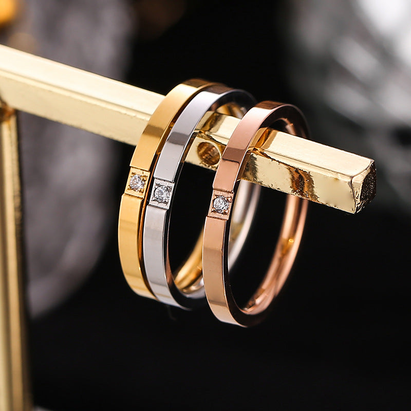 Cincin Janji Lapisan Emas 18k untuk Wanita - Stainless Steel Murah | Cincin Pasangan Hadiah Ulang Tahun - 我的商店