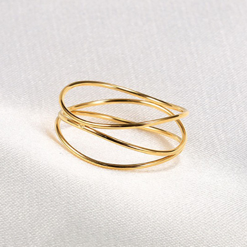 Cincin Wanita Minimalis Lapis Emas 18K - Stainless Steel, Tidak Kusam, Elegan & Terjangkau! - 我的商店