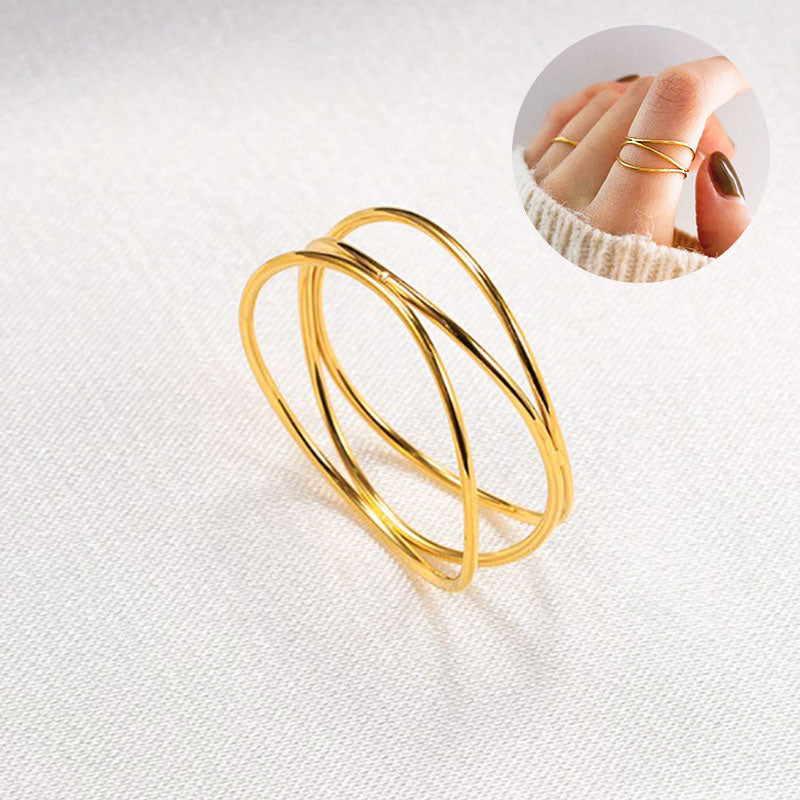 Cincin Wanita Minimalis Lapis Emas 18K - Stainless Steel, Tidak Kusam, Elegan & Terjangkau! - 我的商店