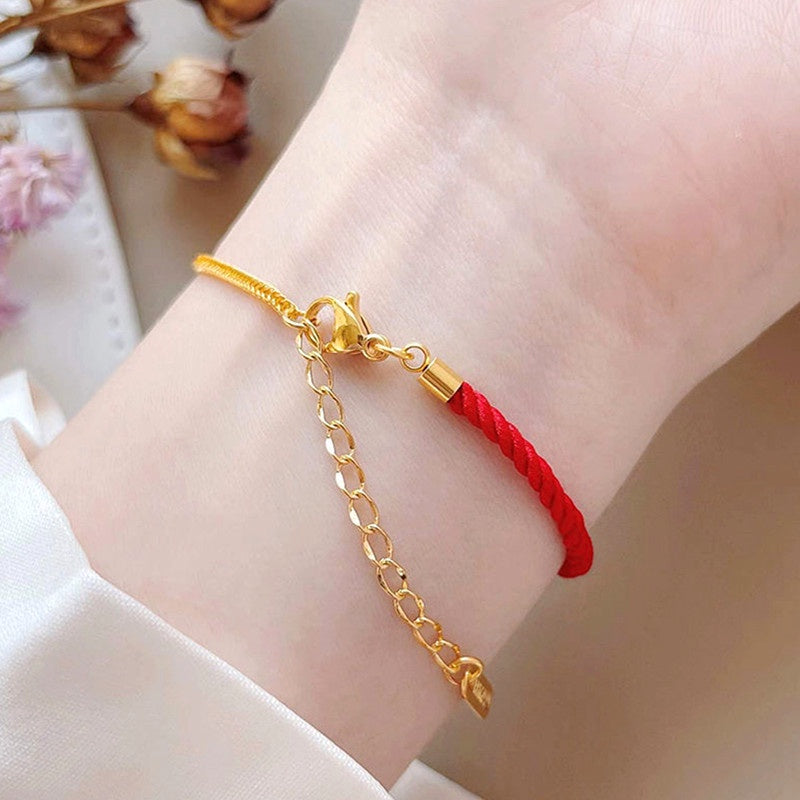Gelang Lucky FU untuk Wanita - Rantai Emas Anti Pudar | Aksesoris Perhiasan Elegan - 我的商店