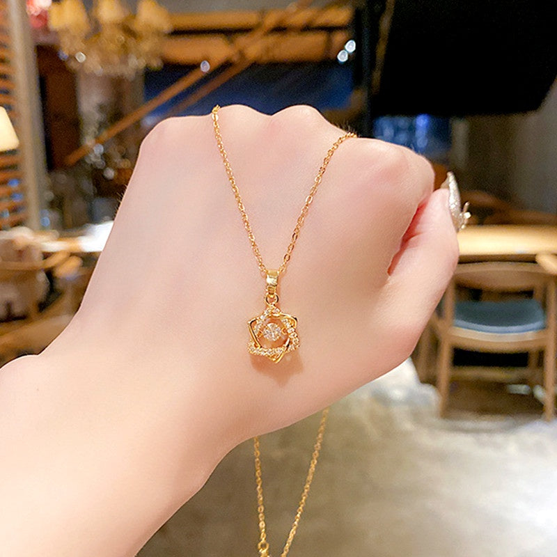 Kalung Rantai Bintang untuk Wanita - Pendant Stainless Steel Emas Vintage | Choker Perhiasan Elegan - 我的商店