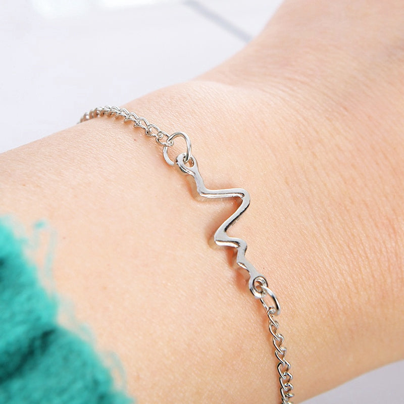 Gelang Couple Detak Jantung - Desain Minimalis untuk Pasangan, Aksesoris Fashion Unisex - 我的商店
