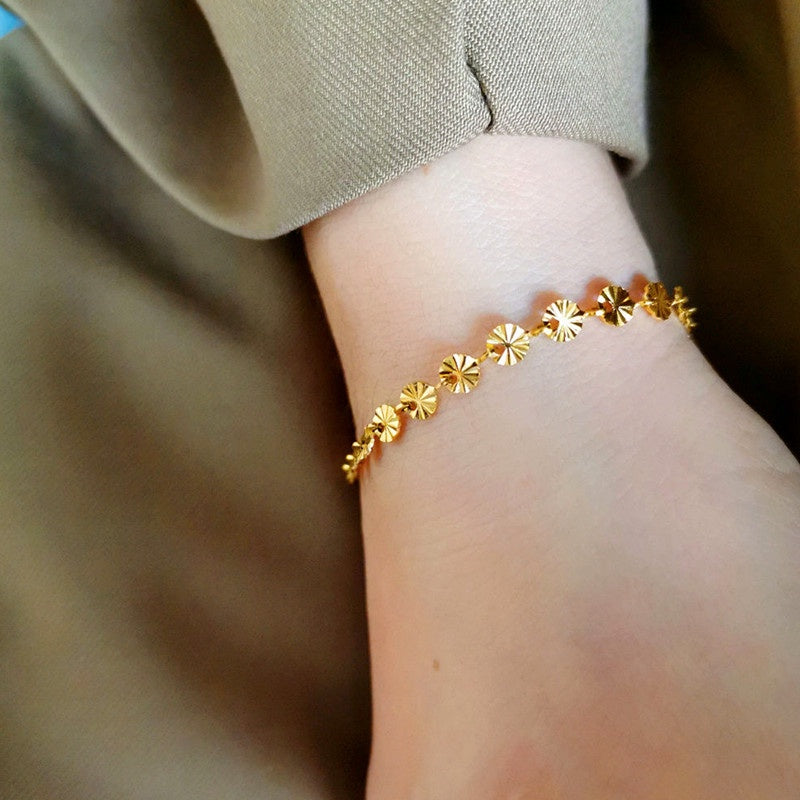 Gelang Bunga Stainless Steel untuk Sahabat - Rantai Emas Anti Kusam, Hadiah Perhiasan Spesial - 我的商店