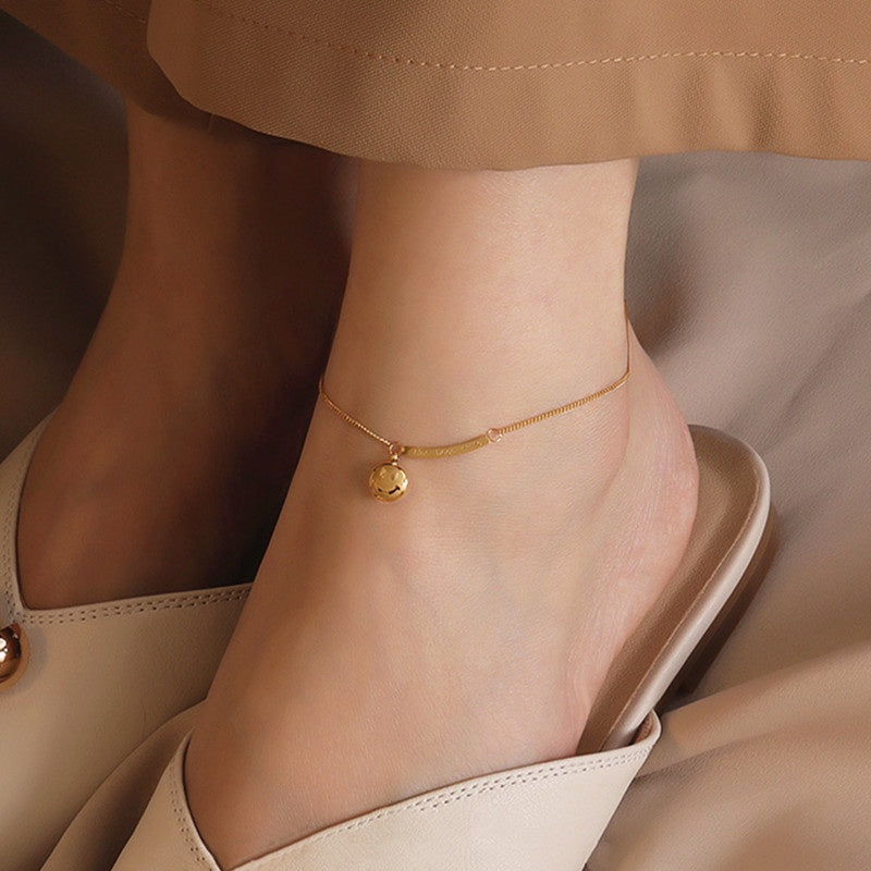 Gelang Kaki Senyum untuk Wanita – Perhiasan Vintage Stainless Steel Anti Karat - 我的商店