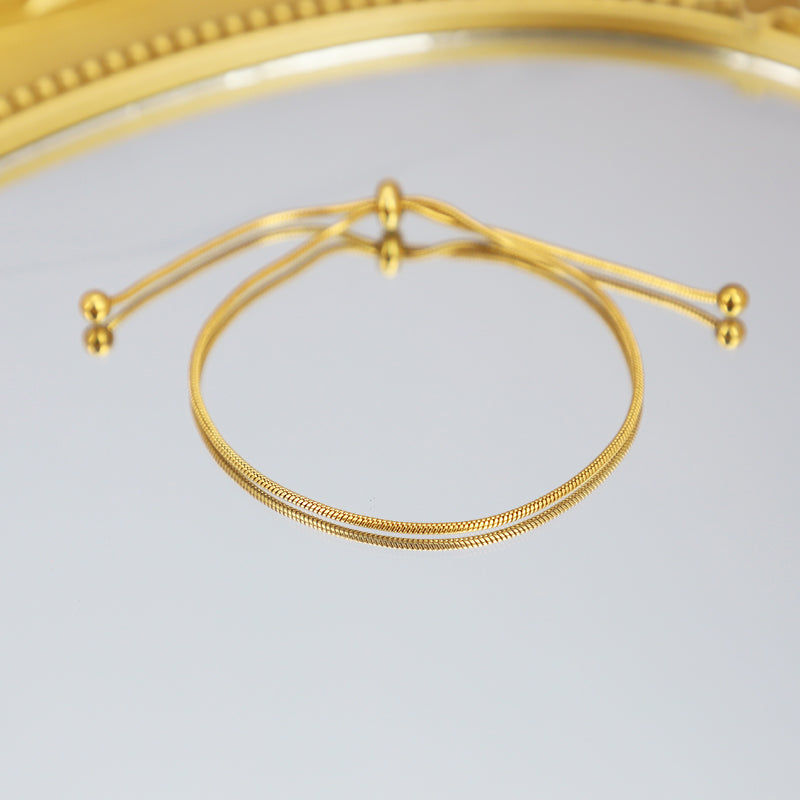 Gelang Wanita Stainless Steel Lapis Emas 18K - Minimalis, Elegan & Awet! - 我的商店