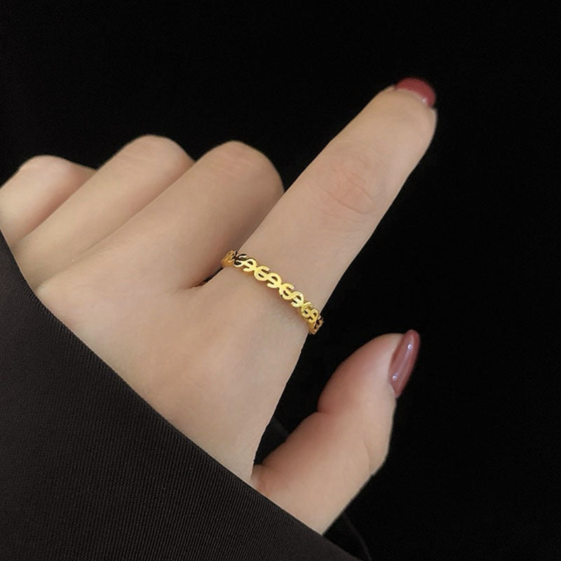 Cincin Money Catcher untuk Wanita - 18k Emas Stainless Steel Anti Pudar | Aksesoris Fashion Elegan - 我的商店