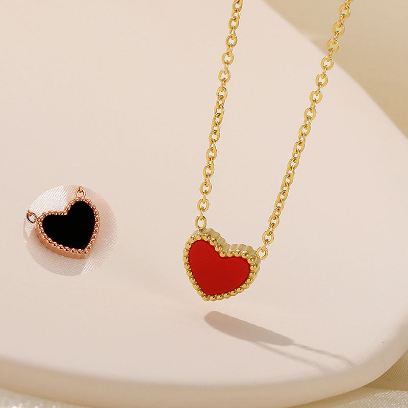 Kalung Choker Wanita Vintage - Warna Emas, Hitam & Merah, Stainless Steel Anti Kusam - 我的商店