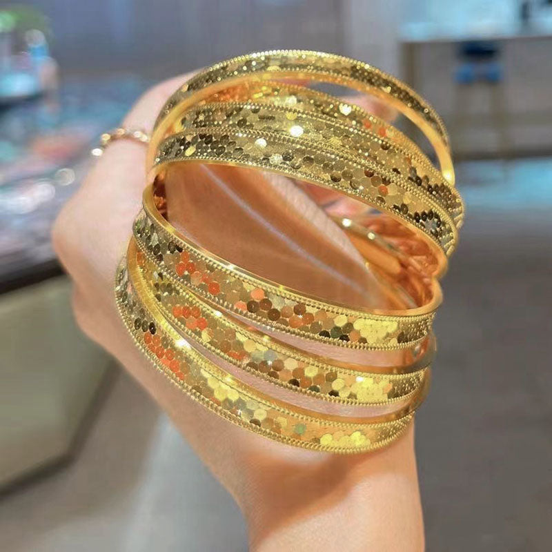 Gelang Wanita Lapis Emas 18K - Stainless Steel, Elegan, Trendi & Cocok untuk Tunangan! - 我的商店