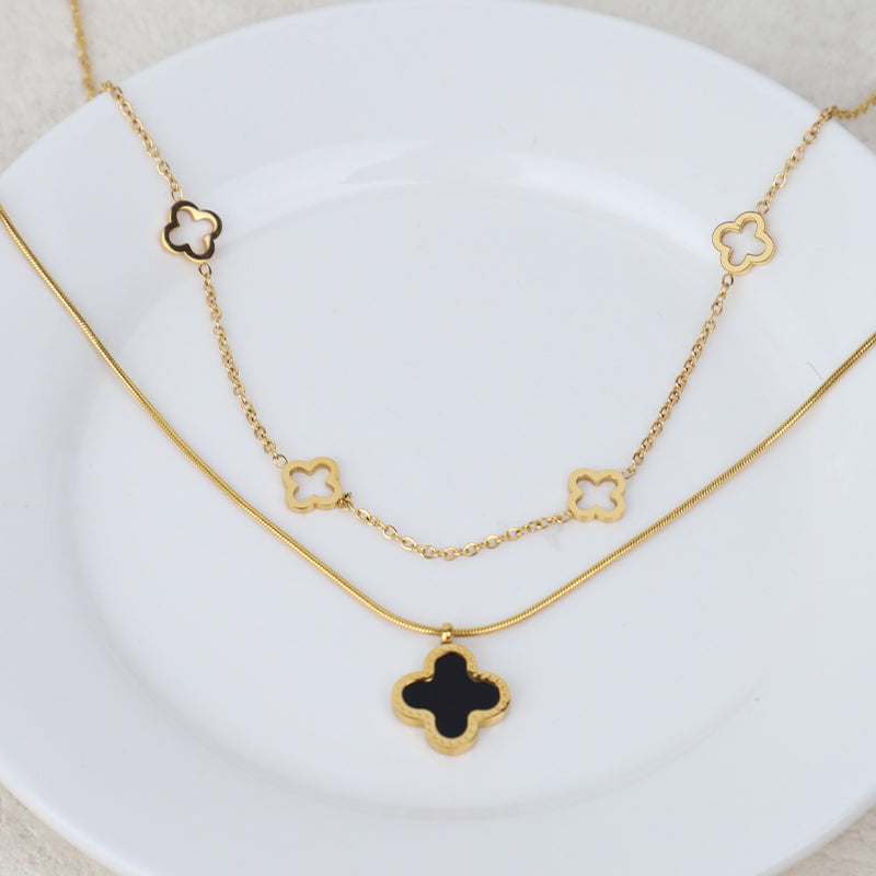 Gelang Keberuntungan Daun Semanggi untuk Wanita – Bangle Stainless Steel Vintage, Anti Karat & Fashionable - 我的商店