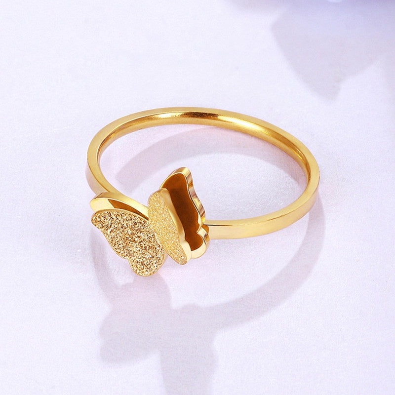 Cincin Kupu-Kupu Vintage untuk Wanita - Singsing Emas Anti Pudar | Aksesoris Perhiasan Elegan - 我的商店