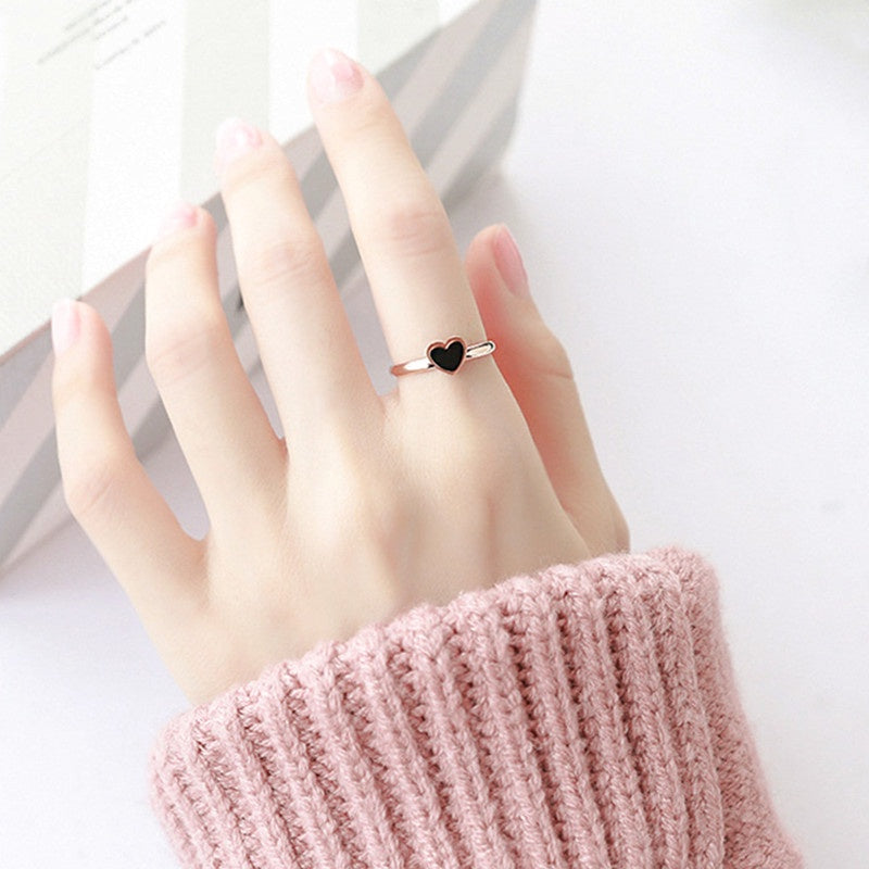Cincin Love Heart Stainless Steel untuk Wanita - Lapisan Emas 18k | Perhiasan Fashion Elegan Hadiah untuk Wanita - 我的商店