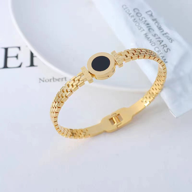 Gelang Lucky Charm untuk Wanita - 18k Emas & Stainless Steel Anti Pudar | Bangle Fashion Terbaru - 我的商店