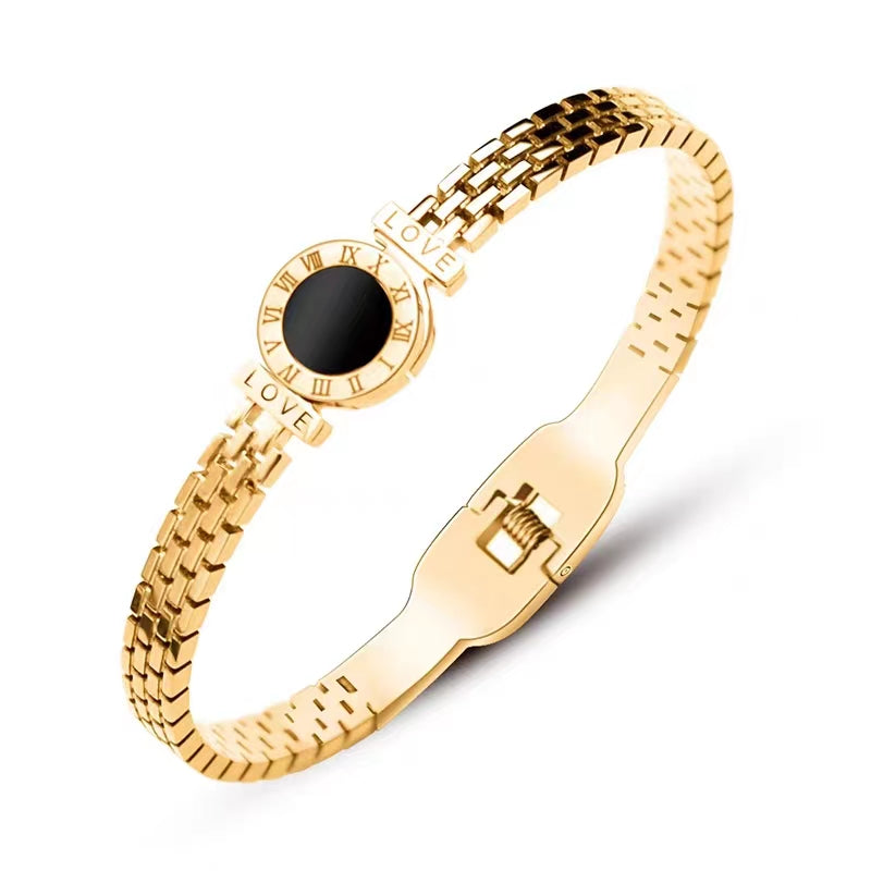 Gelang Lucky Charm untuk Wanita - 18k Emas & Stainless Steel Anti Pudar | Bangle Fashion Terbaru - 我的商店