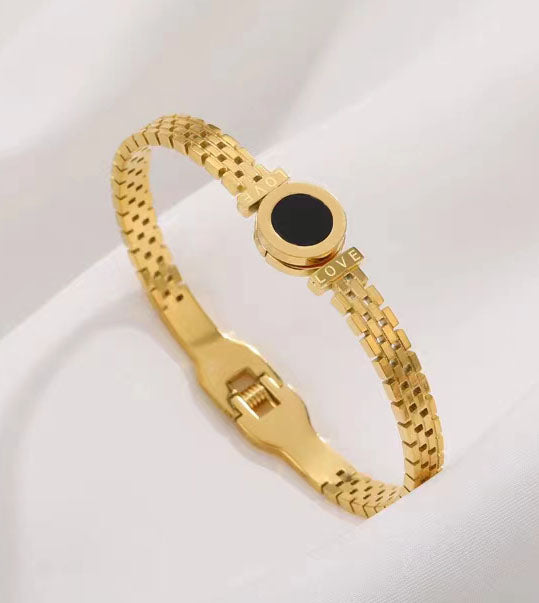 Gelang Lucky Charm untuk Wanita - 18k Emas & Stainless Steel Anti Pudar | Bangle Fashion Terbaru - 我的商店