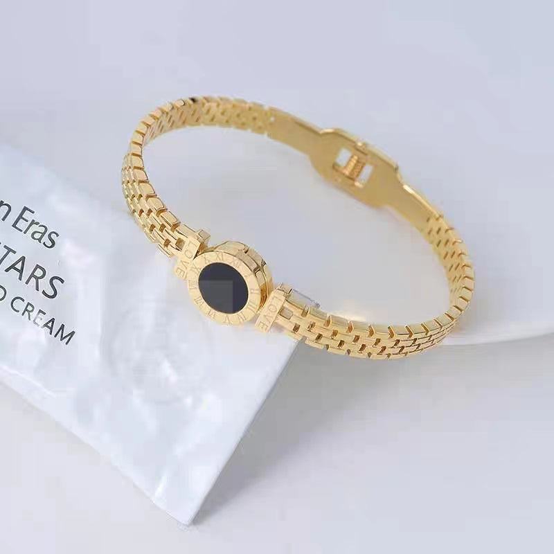 Gelang Lucky Charm untuk Wanita - 18k Emas & Stainless Steel Anti Pudar | Bangle Fashion Terbaru - 我的商店