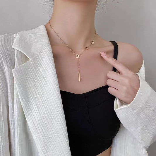 Kalung Love Letters Wanita - Liontin Huruf Romantis Stainless Steel Anti Kusam - 我的商店