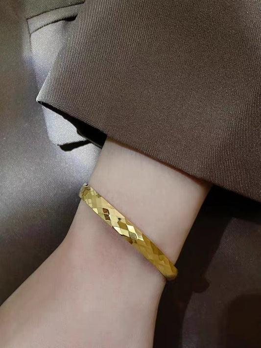 Gelang Bangle Emas untuk Wanita - Stainless Steel Anti Pudar | Aksesoris Perhiasan Elegan - 我的商店