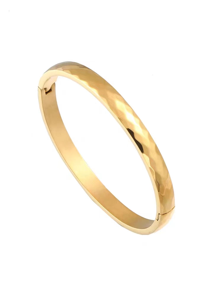 Gelang Bangle Emas untuk Wanita - Stainless Steel Anti Pudar | Aksesoris Perhiasan Elegan - 我的商店