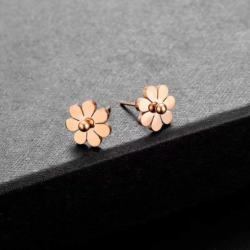 Anting Bunga Stud Wanita - Stainless Steel Hypoallergenic Anti Kusam, Hadiah Cantik - 我的商店