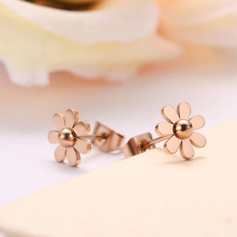 Anting Bunga Stud Wanita - Stainless Steel Hypoallergenic Anti Kusam, Hadiah Cantik - 我的商店