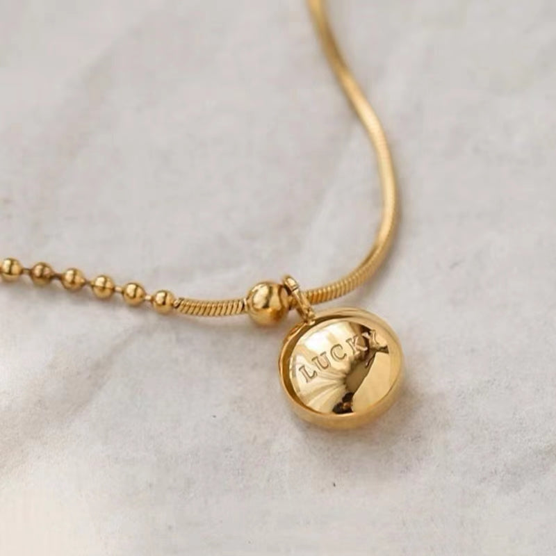 Gelang Kaki Pasangan - Manik & Rantai Emas Stainless Steel, Hadiah Romantis - 我的商店