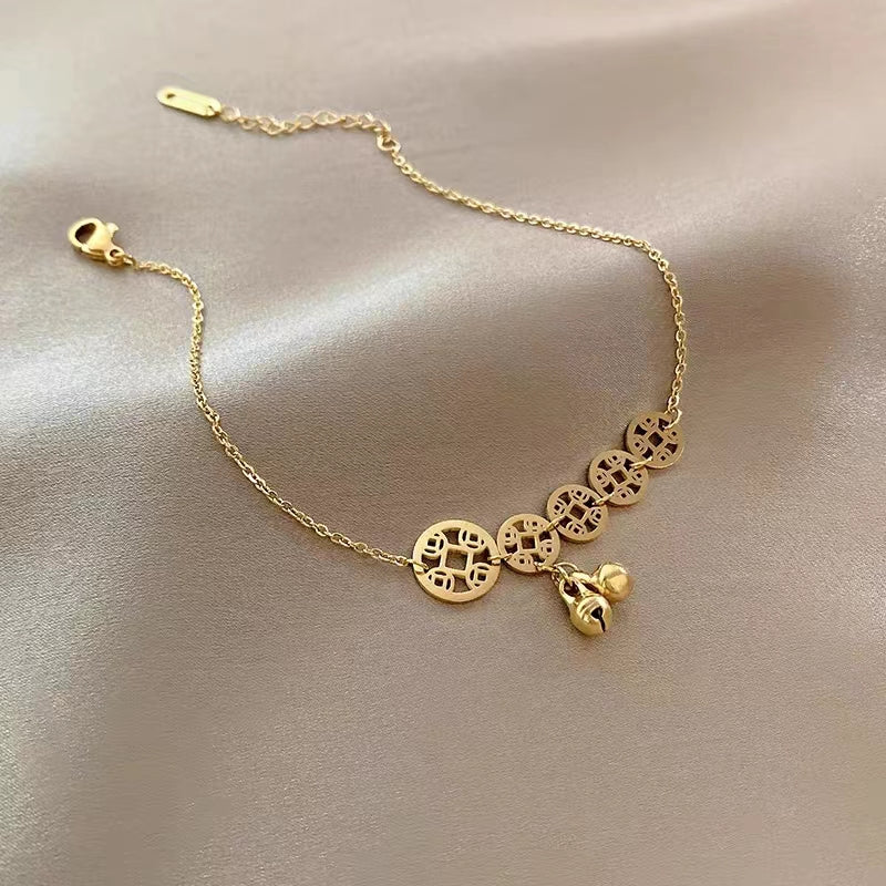 Gelang Kaki Klasik untuk Wanita - Rantai Emas Stainless Vintage | Perhiasan Hadiah Elegan - 我的商店