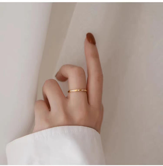 Cincin Berlian untuk Wanita - Cincin Emas Stainless Steel Anti Pudar | Perhiasan Elegan - 我的商店