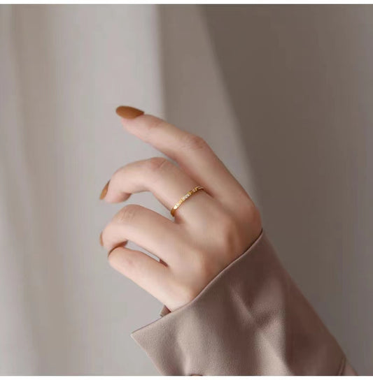 Cincin Berlian untuk Wanita - Cincin Emas Stainless Steel Anti Pudar | Perhiasan Elegan - 我的商店