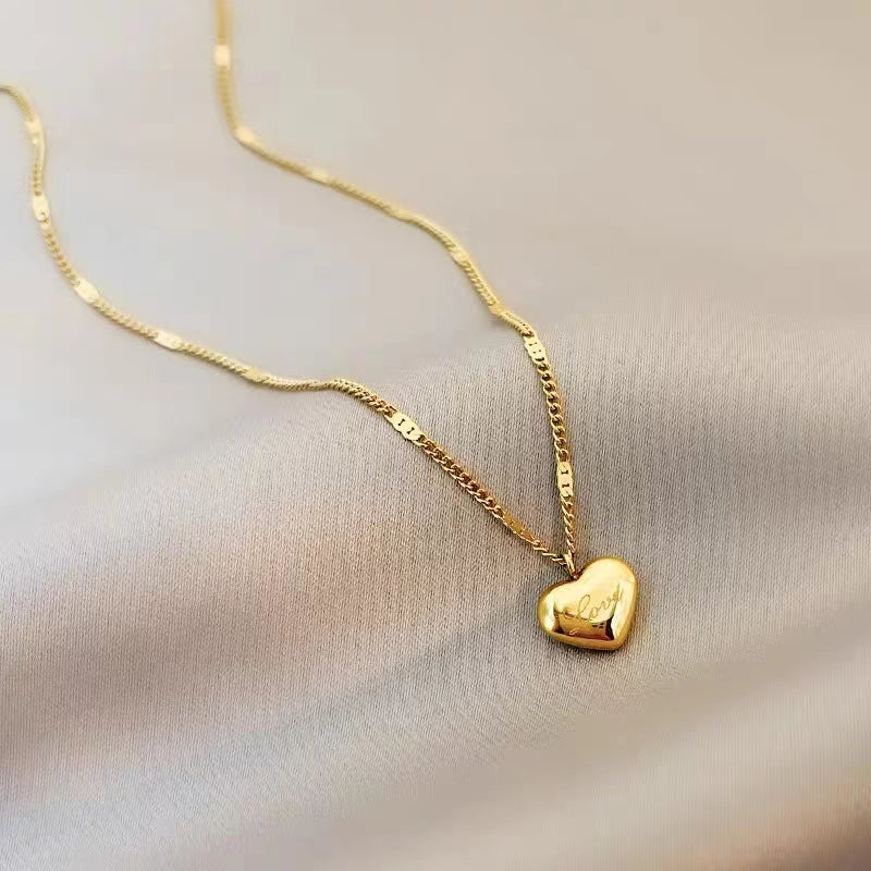 Grosir Kalung Liontin Hati untuk Wanita – Emas 18K, Anti Karat, Rantai Baja Tahan Karat - 我的商店