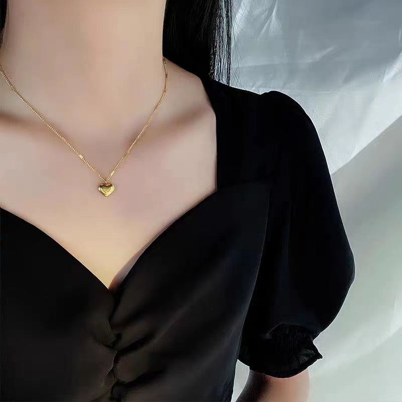 Grosir Kalung Liontin Hati untuk Wanita – Emas 18K, Anti Karat, Rantai Baja Tahan Karat - 我的商店