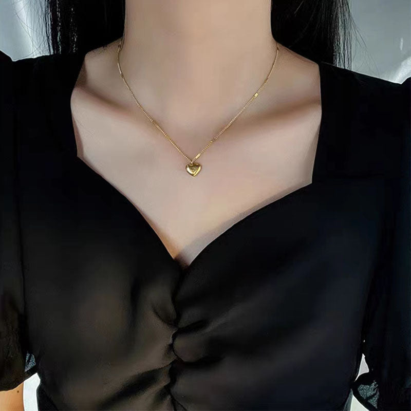 Grosir Kalung Liontin Hati untuk Wanita – Emas 18K, Anti Karat, Rantai Baja Tahan Karat - 我的商店