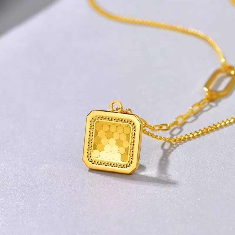 Kalung Sisik Ikan Kotak Emas 18K - Stainless Steel Anti Kusam Gaya Korea - 我的商店