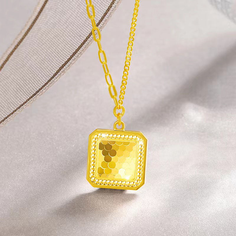 Kalung Sisik Ikan Kotak Emas 18K - Stainless Steel Anti Kusam Gaya Korea - 我的商店
