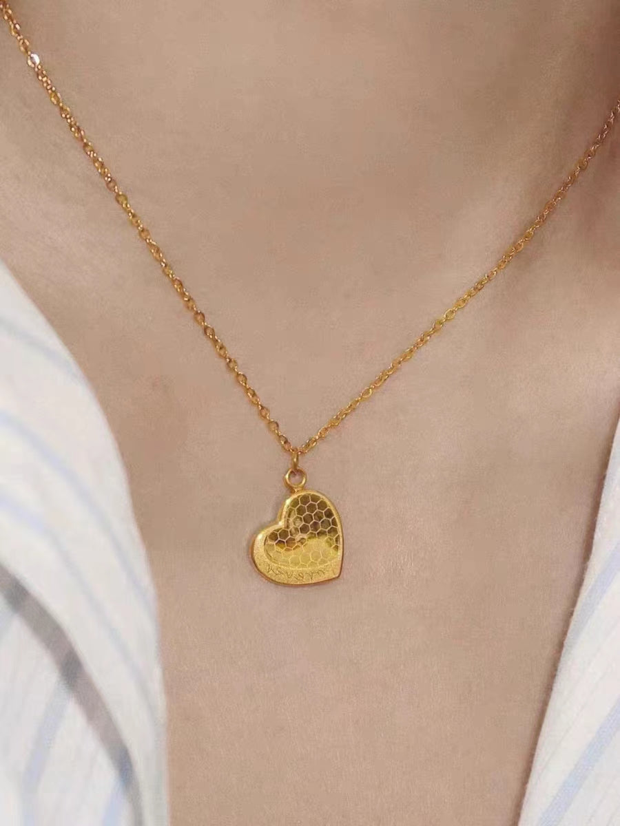 Kalung Sisik Ikan Kotak Emas 18K - Stainless Steel Anti Kusam Gaya Korea - 我的商店
